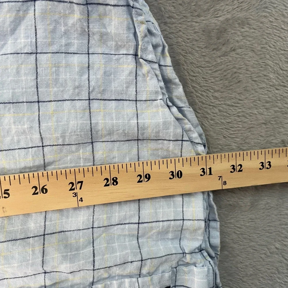 Tommy Hilfiger 100% Linen Button Down Mens Large Blue‎ Shirt Golf Summer Preppy